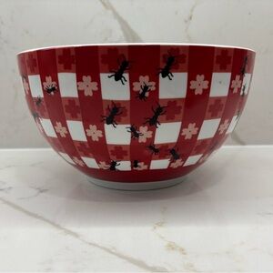 Pier 1 Imports Red Checkered Picnic Serving Bowl Ants Retro Inspired Kitsch